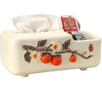 SSDDLZEQ Couvercles pour boîtes de mouchoirs Couvercle de boîte à mouchoirs en céramique à Motifs Kaki, Rangement élégant for la décoration du Salon de la Maison