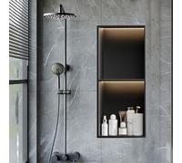 SSDDLZEQ Insert Mural encastré en Acier Inoxydable avec éclairage LED for Niche de Douche - Étagère encastrée avec Soudure Invisible Étagères de Rangement(28x70x12.5cm)