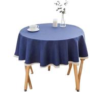 SSDDLZEQ Nappe ronde en coton et lin pour décoration de table (260 cm)