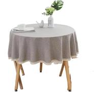 SSDDLZEQ Nappe ronde en coton et lin pour décoration de table à manger (100 cm)