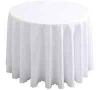 SSDDLZEQ Nappe ronde en polyester pour hôtel, banquet, fête d'anniversaire - Blanc - Diamètre : 200 cm