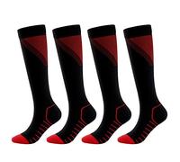 SSDH 4 Paires Chaussettes de Contention pour Femmes et Homme 20-30 mmHg, Bas de Contention, Chaussettes de Course Protection de la Cheville pour Sport, Cyclisme, Course, Vol (S/M, Rouge/Noir)