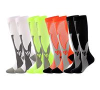 SSDH 4 Paires Chaussettes de Contention pour Femmes et Homme 20-30 mmHg, Bas de Contention, Chaussette de Compression pour la course, le sport, le cyclisme. (XXL, 05)