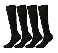 SSDH 4 Paires Chaussettes de Contention pour Femmes et Homme 20-30 mmHg, Bas de Contention, Chaussettes de Course Protection de la Cheville pour Sport, Course, Vol, Infirmiers (L/XL, Noir)