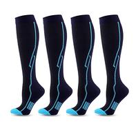 SSDH 4 Paires Chaussettes de Contention pour Femmes et Homme 20-30 mmHg, Bas de Contention, Chaussettes de Course Protection de la Cheville pour Sport, Cyclisme, Course, Vol (L/XL, Noir)