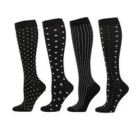 SSDH 4 Paires Chaussettes de Contention pour Femmes et Homme 20-30 mmHg, Bas de Contention, Chaussette de Compression pour le sport, la course, le cyclisme. (S/M, 02)