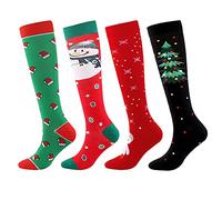 SSDH 4 Paires Chaussettes de Contention pour Femmes et Homme 20-30 mmHg, Bas de Contention, Chaussette de Compression pour le sport, la course, le cyclisme. (L/XL, 08)