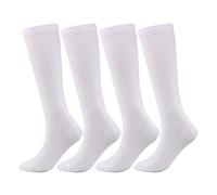 SSDH 4 Paires Chaussettes de Contention pour Femmes et Homme 20-30 mmHg, Bas de Contention, Chaussettes de Course Protection de la Cheville pour Sport, Course, Vol, Infirmiers (S/M, Blanc)