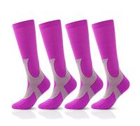 SSDH 4 Paires Chaussettes de Contention pour Femmes et Homme 20-30 mmHg, Chaussette de Compression pour le sport, les varices, le cyclisme (as4, alpha, jaspo_s, x_l, Purple, S/M)