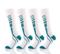 SSDH 4 Paires Chaussettes de Contention pour Femmes et Homme 20-30 mmHg, Chaussette de Compression pour le cyclisme, le sport, les varices (as4, alpha, jaspo_s, x_l, Blanc01, S/M)