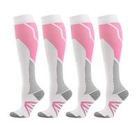 SSDH 4 Paires Chaussettes de Contention pour Femmes et Homme 20-30 mmHg, Chaussette de Compression pour le cyclisme, le sport, les varices (as4, alpha, jaspo_s, x_l, Rose02, S/M)