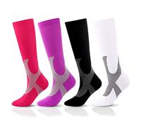 SSDH 4 Paires Chaussettes de Contention pour Femmes et Homme 20-30 mmHg, Chaussette de Compression pour le sport, les varices, le cyclisme (as4, alpha, jaspo_s, x_l, mix02, L/XL)