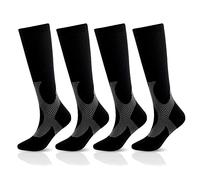 SSDH 4 Paires Chaussettes de Contention pour Femmes et Homme 20-30 mmHg, Chaussette de Compression pour le sport, les varices, le cyclisme (as4, alpha, jaspo_s, x_l, Black, L/XL)