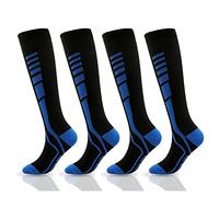SSDH 4 Paires Chaussettes de Contention pour Femmes et Homme 20-30 mmHg, Chaussette de Compression pour le cyclisme, le sport, les varices (as4, alpha, jaspo_s, x_l, Bleu01, L/XL)