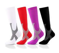 SSDH 4 Paires Chaussettes de Contention pour Femmes et Homme 20-30 mmHg, Chaussette de Compression pour le sport, les varices, le cyclisme (as4, alpha, jaspo_s, x_l, mix03, L/XL)