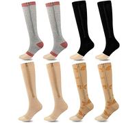 SSDH 4 Paires Chaussettes de Contention pour Femmes et Homme Avec fermeture éclair 15-20 mmHg, Bas de Contention, Chaussette de Compression pour les varices, le sport(L/XL, Multicolore)