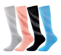 SSDH 4Paires Chaussettes de Contention pour Femmes et Homme 20-30 mmHg, Bas de Contention, Chaussette de Compression pour les varices et la circulation sanguine (S/M, Multicolore02)