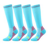SSDH 4Paires Chaussettes de Contention pour Femmes et Homme 20-30 mmHg, Bas de Contention, Chaussette de Compression pour le sport, les varices (L/XL, Lac Bleu)