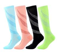 SSDH 4Paires Chaussettes de Contention pour Femmes et Homme 20-30 mmHg, Bas de Contention, Chaussette de Compression pour les varices et la circulation sanguine (L/XL, Multicolore01)