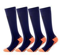 SSDH 4Paires Chaussettes de Contention pour Femmes et Homme 20-30 mmHg, Bas de Contention, Chaussette de Compression pour le Sport, les Varices et la Circulation Sanguine (L/XL, Bleu Foncé)