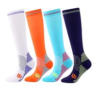 SSDH 4Paires Chaussettes de Contention pour Femmes et Homme 20-30 mmHg, Bas de Contention, Chaussette de Compression pour le sport, les varices (XXL, Multicolore01)