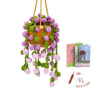 SSDH Kit de Crochet pour Débutant Kit de Crochet pour Plantes Suspendues avec Instructions et Tutoriel Vidéo Paniers Suspendus à Tricoter Décoration d'intérieur (Violet 1)