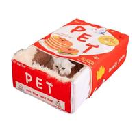 SSDHUA Panier à goûter pour chat - Boîte à biscuits et hamburger - Lit d'hiver chaud pour chien - Avec rembourrage amovible - Fermé - Quatre saisons - M, rouge