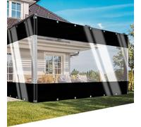 SSFMSF Bâche Transparente avec Œillets Rideaux D'extérieur Extérieure Multifonctionnelle Imperméable Métalliques, pour Extérieur Jardin Balcon Pergola. (H:0.8m*W:0.5m | 500g/m²) Noir + Transparent