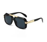 SSFVTTL Lunettes de soleil punk surdimensionnées pour hommes, lunettes de soleil de luxe à grande monture pour femmes (noir-noir)