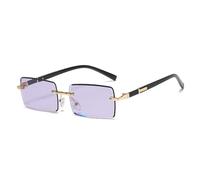 SSFVTTL Lunettes de soleil rétro à la mode sans monture pour hommes et femmes, verres de coupe pare-soleil, lunettes de couleur rectangulaires, OR VIOLET