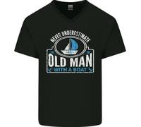 SSGTCKFM an Old Man with a Boat Sailor Sailing Funny Mens V-Neck Cotton T-Shirt