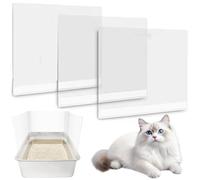 Ssguopte 3 pcs Litter Box Guard, Shield à litière épaissis de Compagnie pour Animaux de Compagnie Transparent, Gardien Splash Nettoyage Facile pour Le Plateau Pipi Ouvert, Uniquement Couvre