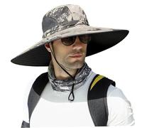 Ssguopte Chapeau de Soleil pour Hommes à Bord Large Chapeau Seau de Seau réglable Plage imperméable Respirante avec Sangle Menton Protection UV Soleil Pliable pour la pêche à vélo