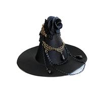 Ssguopte Chapeau de sorcière Gothic Cosplay Witch Mini Top Cat Parade Black Band Band Clip Clip Headshwear (noir) Halloween Decor