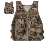 Ssguopte Déguisement Militaire pour garçon, Gilet Tactique Respirant Camouflage 600D avec Panneaux réglables et Emballage, Gilet pour garçon pour Jeux ou entraînement (S)