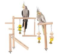 Ssguopte Oiseau de Jeu d'oiseaux, Support de perchoir d'oiseau en Bois Naturel, Support Perroquet en Bois avec des échelles pents conu