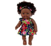 Ssguopte Poupées Noires, poupée bébé Africaine américaine Africaine avec Robe, Robe, Articulation Mobile et Poils bouclés poupée de Peau Noire Lavable Douce pour Les Cadeaux pour Enfants