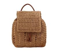 Ssguopte Sac de paille à crampons à crampons à dos tissé sac à dos sacs de vacances d'été sacs de plage pour femmes khaki