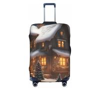 SSGVLPTO Christmas Village House 3 Print Housse de bagage anti-rayures Housse de protection lavable Blanc S, blanc, S