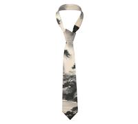 SSGVLPTO Cravate de mariage tendance pour homme avec imprimé paysage - Pour marié, témoin, voyage d'affaires, noir - Taille unique, Noir , taille unique