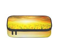 SSGVLPTO Dreamlike Sunset Of A Sunflower Field Organiseur de papeterie avec double fermeture éclair Grande trousse à crayons portable
