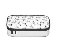 SSGVLPTO Grande trousse à crayons portable avec imprimé grue japonaise et double fermeture éclair, noir, taglia unica, floral, Noir , Taille unique, Motif floral