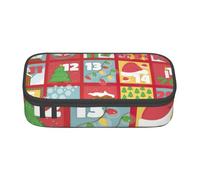 SSGVLPTO Organiseur de papeterie avec impression calendrier, grande trousse à crayons à double fermeture éclair, trousse portable, noir, taglia unica, floral, Noir , Taille unique, Motif floral