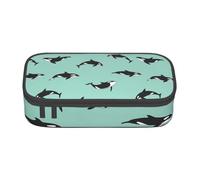 SSGVLPTO Organiseur de papeterie avec imprimé baleine de l'océan Pacifique, grande trousse à crayons à double fermeture éclair, noir, taglia Unica, floral, Noir , Taille unique, Motif floral
