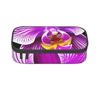 SSGVLPTO Organiseur de papeterie avec imprimé fleur d'orchidée, double fermeture éclair, grande trousse à crayons portable, Noir , Taille unique, Motif floral