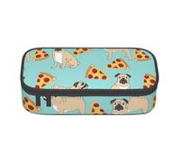 SSGVLPTO Pizza Party. Organiseur de papeterie imprimé, double fermeture éclair, grande pochette à crayons, trousse portable, Noir , Taille unique, Motif floral