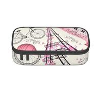 SSGVLPTO The Paris Tower and a Bicycle Print Stationery Organizer, Double Zip Large Pencil Pouch Portable Pencil Pouch, Noir , Taille unique, Motif floral