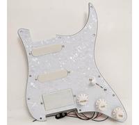 SSH Ensemble de micros actifs pré-câblés pour guitare Fender ST compatible avec le système de micros Humbucker actifs de style EMG, câblage sans soudure amélioré (blanc perle)