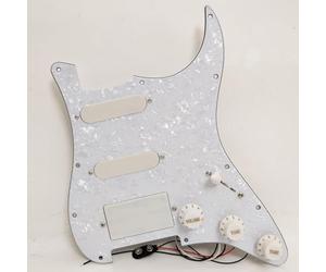 SSH Ensemble de micros actifs pré-câblés pour guitare ST compatible avec le système de micros Humbucker actifs de style EMG, câblage sans soudure amélioré (blanc perle)