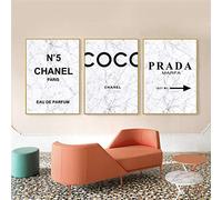 SSHABC Mode marbre Prada Citations Affiche Noir Blanc Vogue Plume Femme Mur Art Toile Peinture Photos pour Salon décor / 40x60cmx3 pièces/Pas de Cadre Salle de séjour